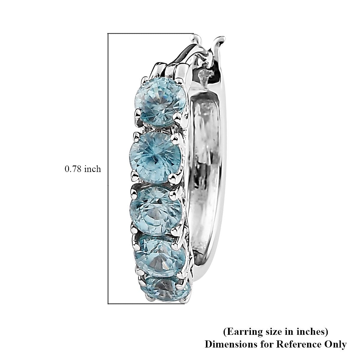 Premium Cambodian Blue Zircon Hoop Earrings in Platinum Over Sterling Silver 4.50 ctw