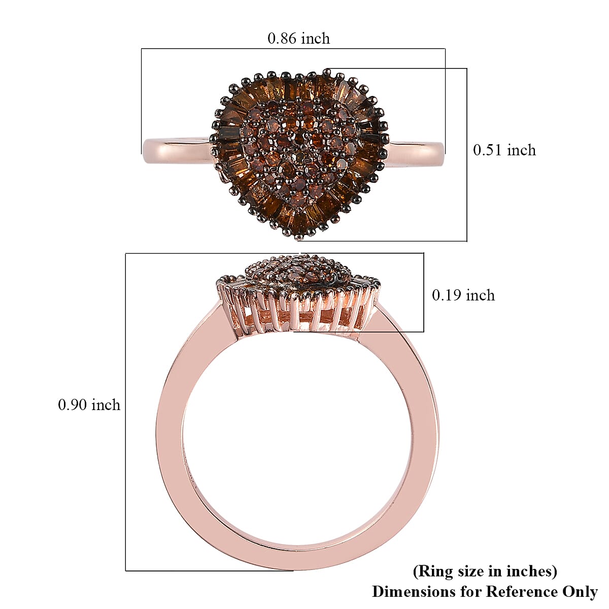 Red Diamond Heart Ring in Rhodium and Vermeil Rose Gold Over Sterling Silver 0.50 ctw image number 5
