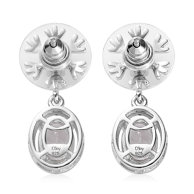 Mexican Hyalite Opal and Moissanite Snow Flake Earrings in Platinum Over Sterling Silver 2.35 ctw with Free UV Flash Light