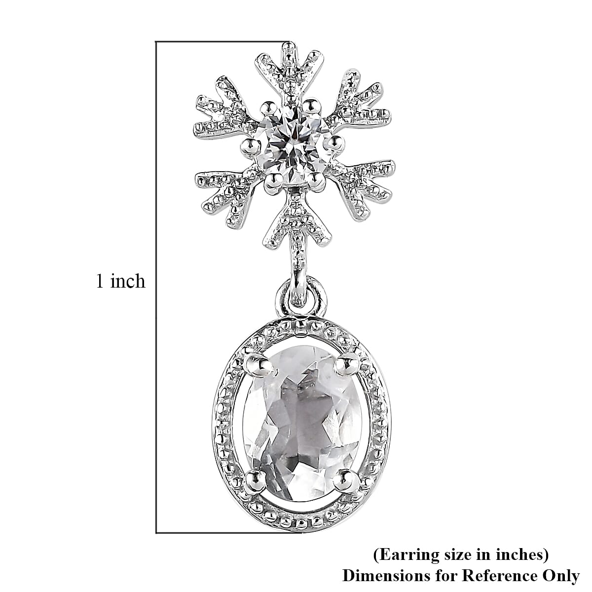 Mexican Hyalite Opal and Moissanite Snow Flake Earrings in Platinum Over Sterling Silver 2.35 ctw with Free UV Flash Light