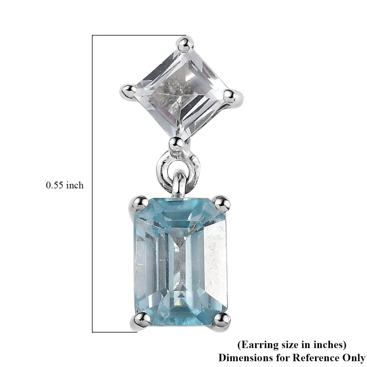Premium Cambodian Blue Zircon and White Topaz Dangling Earrings in Platinum Over Sterling Silver 4.00 ctw image number 4