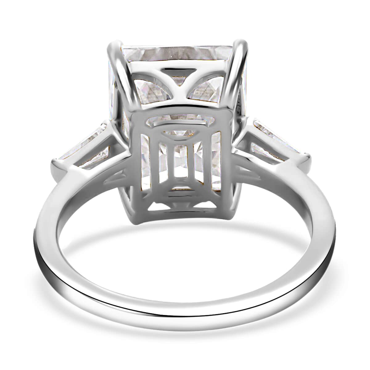 Crushed Ice Cut Moissanite Ring in Rhodium Over Sterling Silver 7.50 ctw image number 4