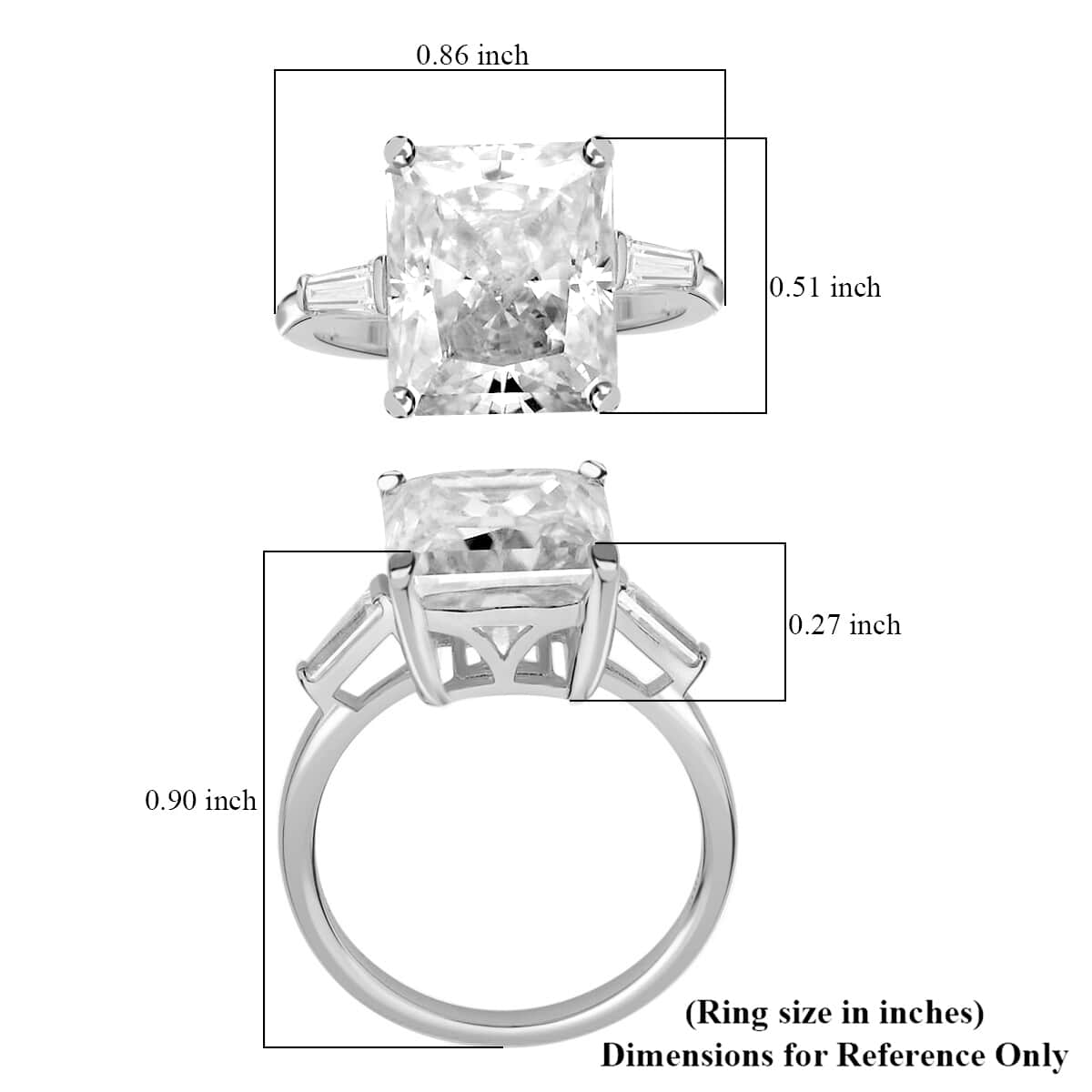 Crushed Ice Cut Moissanite Ring in Rhodium Over Sterling Silver 7.50 ctw image number 5