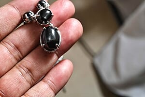 Black Star Diopside and White Zircon Cluster 45.48 ctw Necklace in Platinum Over Sterling Silver 18 Inches