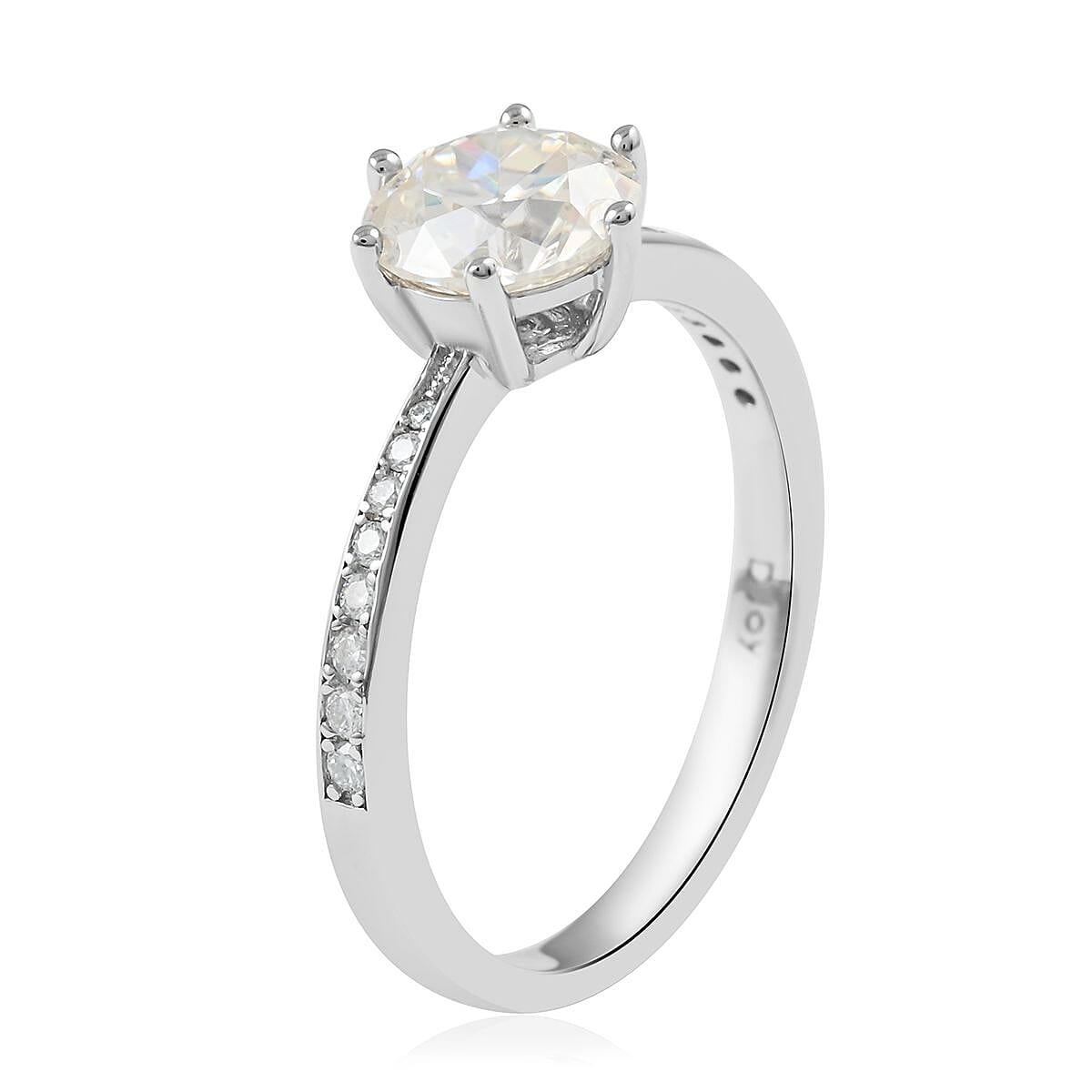 Old European Cut Moissanite Ring in Rhodium Over Sterling Silver 2.15 ctw image number 3