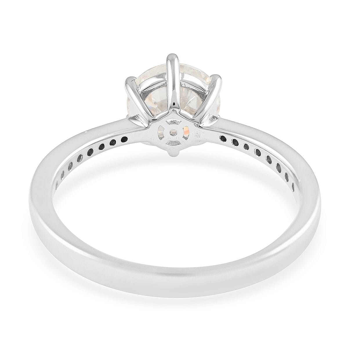 Old European Cut Moissanite Ring in Rhodium Over Sterling Silver 2.15 ctw image number 4