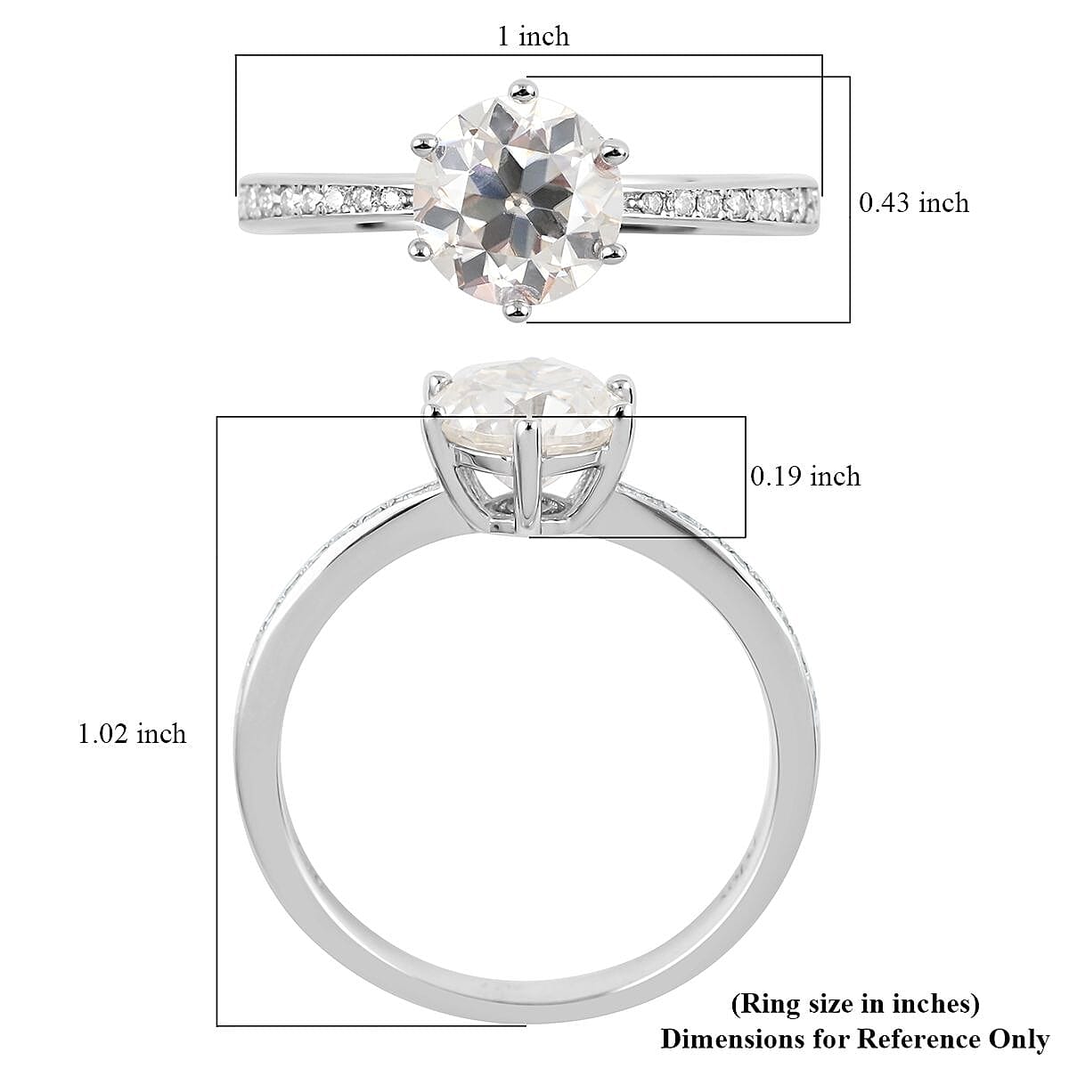 Old European Cut Moissanite Ring in Rhodium Over Sterling Silver 2.15 ctw image number 5