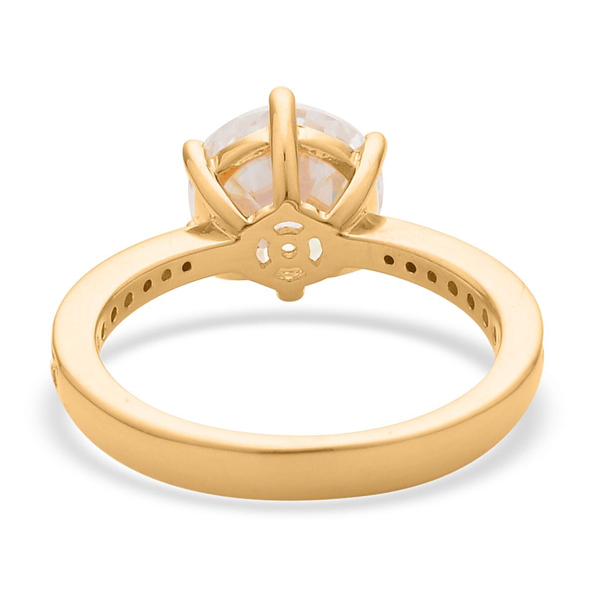 Old European Cut Moissanite Ring in Vermeil Yellow Gold Over Sterling Silver (Size 10.0) 2.15 ctw image number 4
