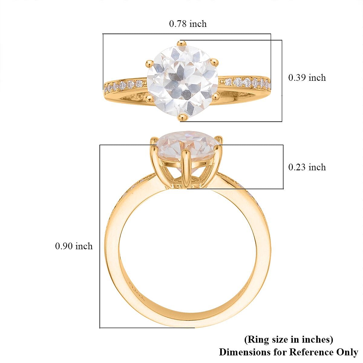 Old European Cut Moissanite Ring in Vermeil Yellow Gold Over Sterling Silver (Size 10.0) 2.15 ctw image number 5