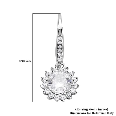 Shield Cut Moissanite Floral Earrings in Rhodium Over Sterling Silver 2.00 ctw