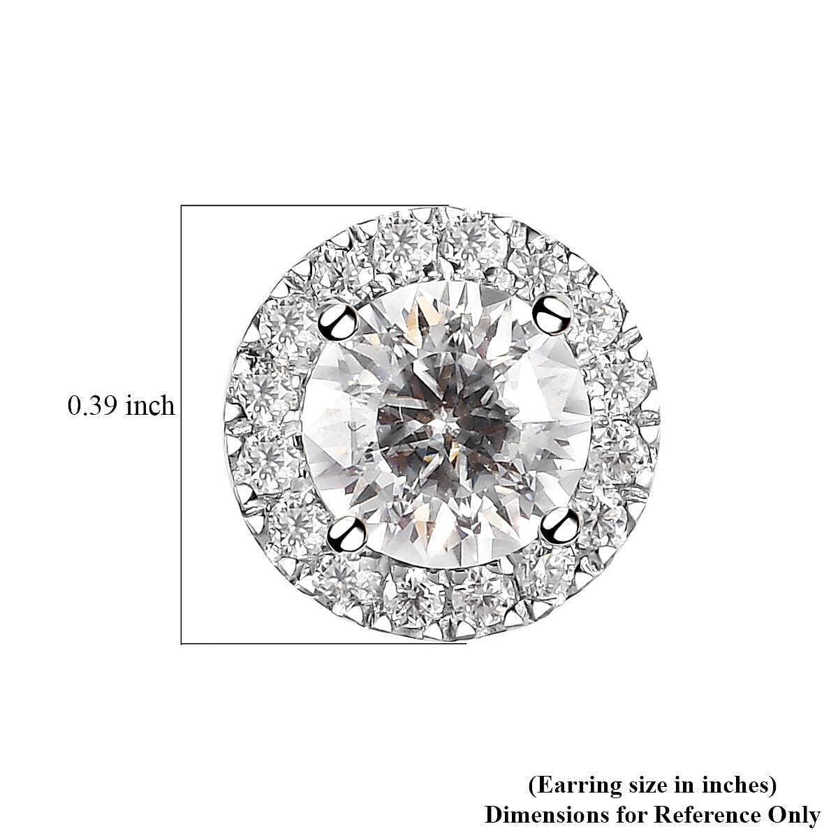100 Facet Moissanite Halo Stud Earrings in Platinum Over Sterling Silver 2.50 ctw