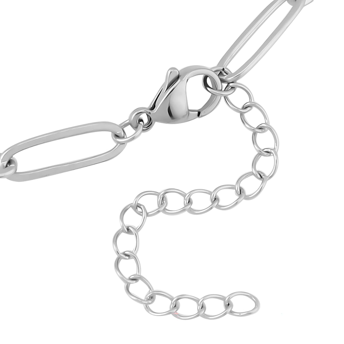 Green Aventurine 30.00 ctw Paper Clip Station Necklace in Stainless Steel 18-20 Inches, Tarnish-Free, Waterproof, Sweat Proof Jewelry image number 3