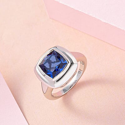 Ceylon Color Quartz 4.75 ctw Ring in Platinum Over Sterling Silver (Size 6.5)