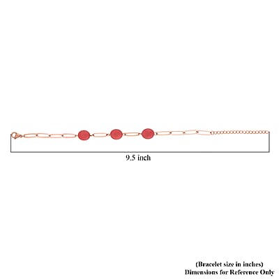 Red Agate Paper Clip Chain Station Bracelet in ION Plated RG Stainless Steel (7.50-9.50In) 18.00 ctw , Tarnish-Free, Waterproof, Sweat Proof Jewelry