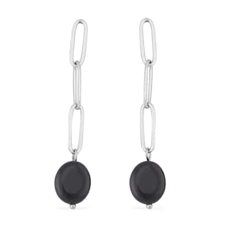 Buy Black Onyx Paper Clip Earrings in Stainless Steel 12.00 ctw , Tarnish-Free,  Waterproof, Sweat Proof Jewelry at ShopLC.