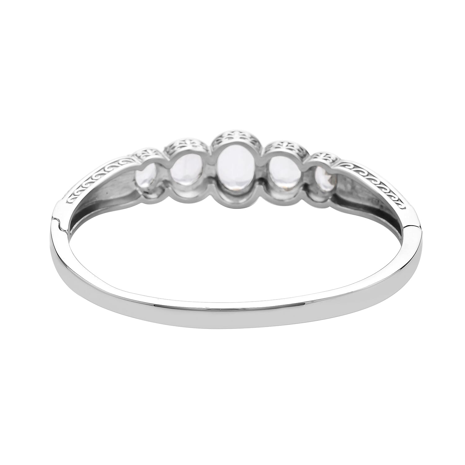 Montezuma Prasiolite 5 Stone Bangle Bracelet in Stainless Steel (7.50 In) 30.00 ctw , Tarnish-Free, Waterproof, Sweat Proof Jewelry