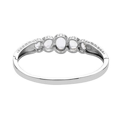 Montezuma Prasiolite 5 Stone Bangle Bracelet in Stainless Steel (7.50 In) 30.00 ctw , Tarnish-Free, Waterproof, Sweat Proof Jewelry