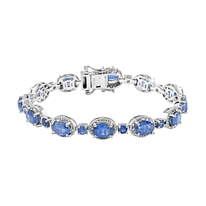 Kashmir Kyanite Bracelet in Platinum Over Sterling Silver, Silver Fashion Bracelet (7.25 In) 14.75 ctw