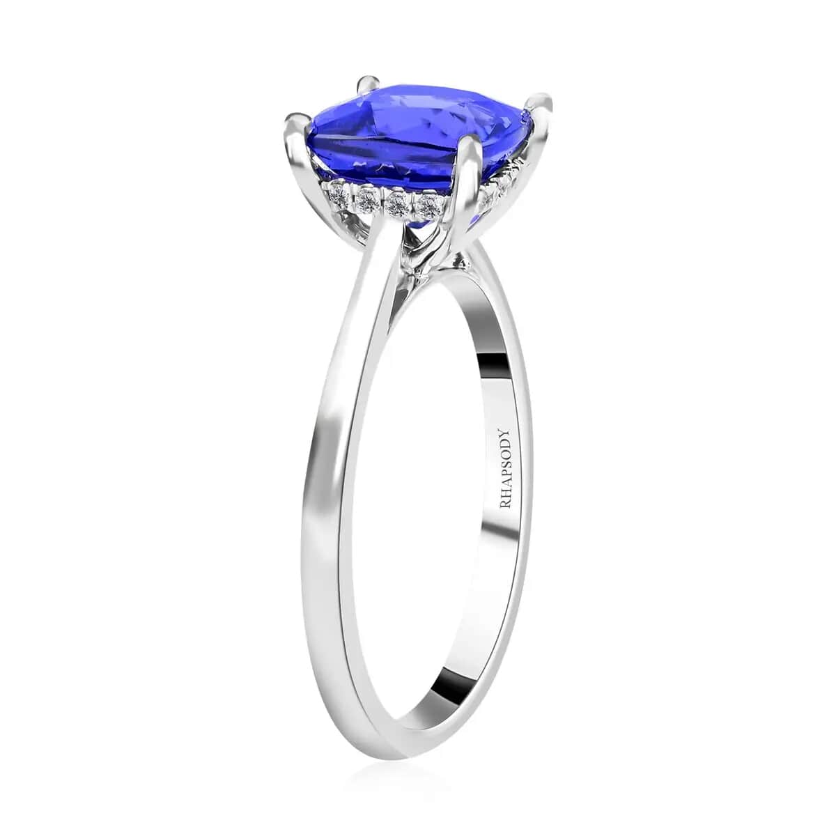 Certified and Appraised Rhapsody 950 Platinum AAAA Tanzanite and E-F VS Diamond Ring (Size 9.0) 4.50 Grams 2.75 ctw image number 3