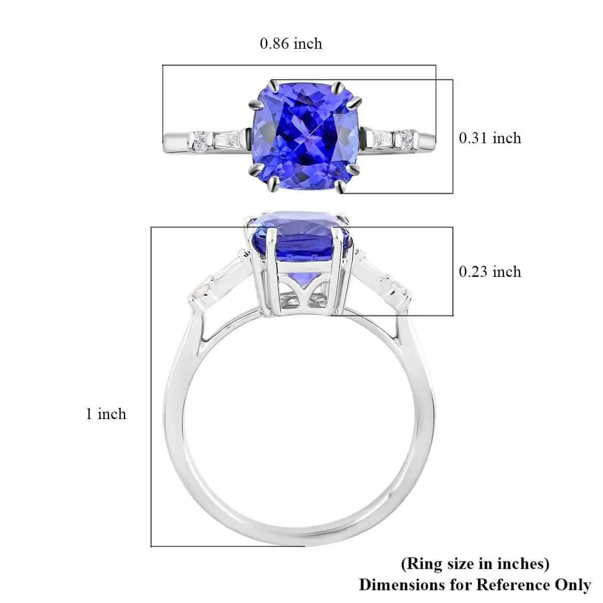 Doorbuster Certified & Appraised RHAPSODY 950 Platinum AAAA Tanzanite and G-H SI Diamond Ring (Size 6.0) 4.75 Grams 2.75 ctw image number 6