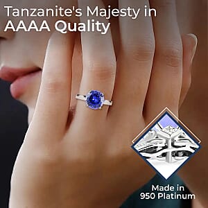 Ankur Treasure Chest Rhapsody Certified AAAA Tanzanite Ring, Diamond Accent Ring,950 Platinum Ring, Solitaire Ring, Tanzanite Solitaire Ring 5.90 Grams 4.25 ctw (Size 10.00)