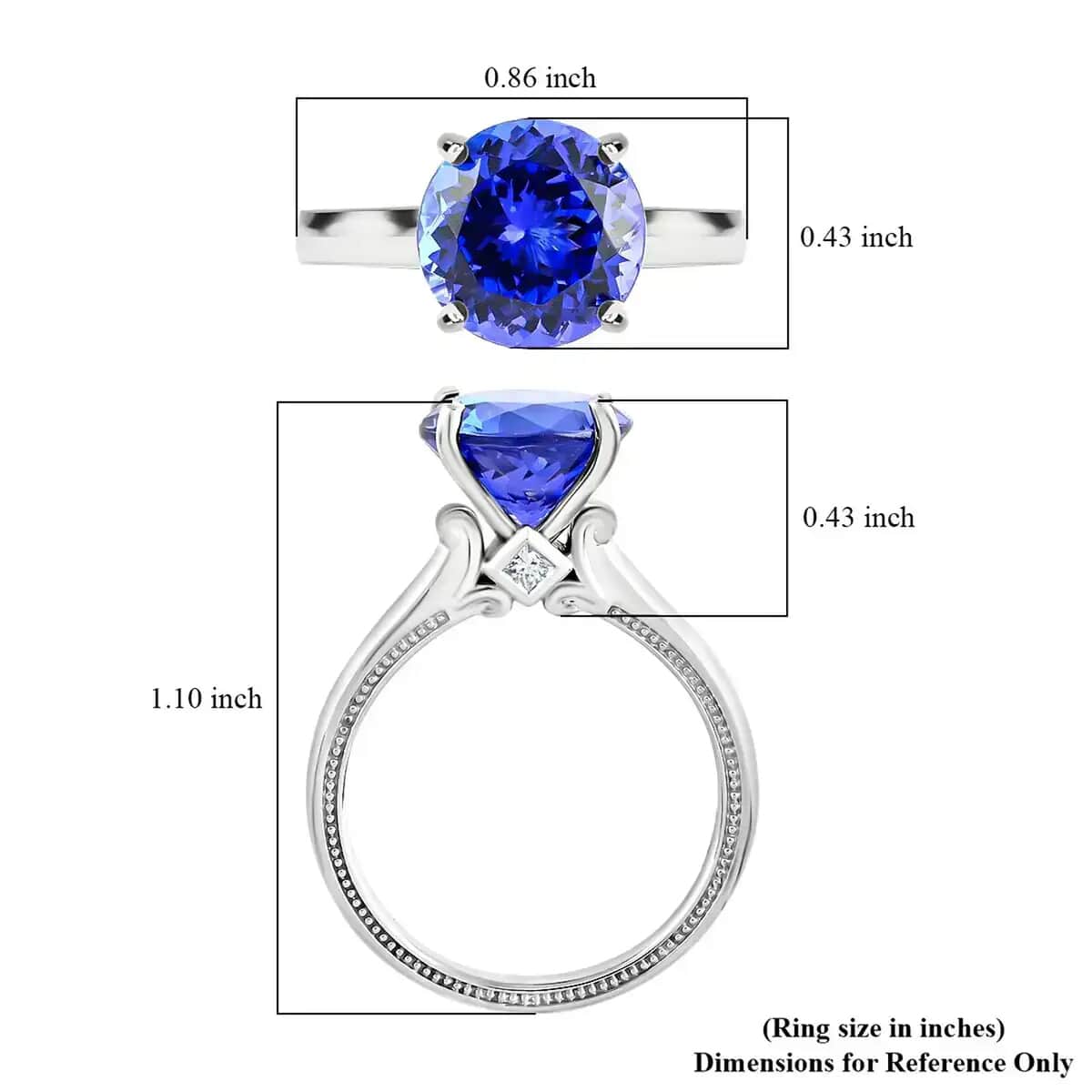 Certified Rhapsody 950 Platinum AAAA Tanzanite and E-F VS Diamond Ring 5.90 Grams 4.25 ctw (Del. in 10-12 Days) image number 5