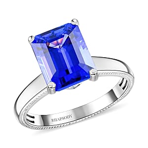 Certified Rhapsody 950 Platinum AAAA Tanzanite and E-F VS Diamond Ring (Size 7.0) 6 Grams 4.25 ctw