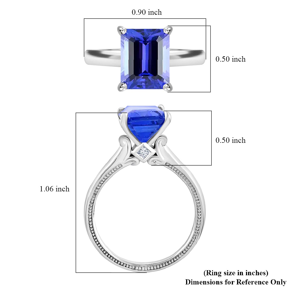 Certified Rhapsody 950 Platinum AAAA Tanzanite and E-F VS Diamond Ring (Size 7.0) 6 Grams 4.25 ctw image number 5