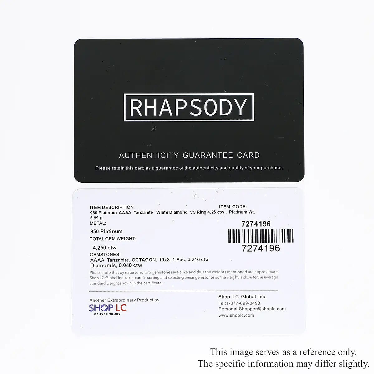 Certified Rhapsody 950 Platinum AAAA Tanzanite and E-F VS Diamond Ring (Size 8.0) 6 Grams 4.25 ctw image number 7