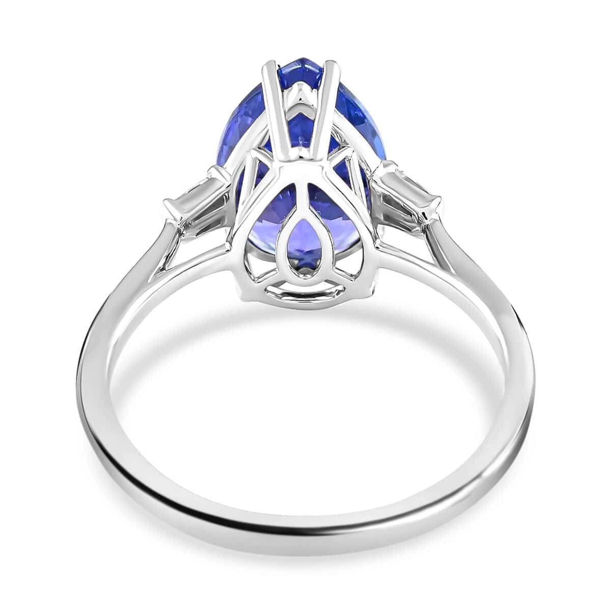 Certified Rhapsody 950 Platinum AAAA Tanzanite and E-F VS Diamond Ring (Size 7.0) 5 Grams 5.30 ctw image number 4