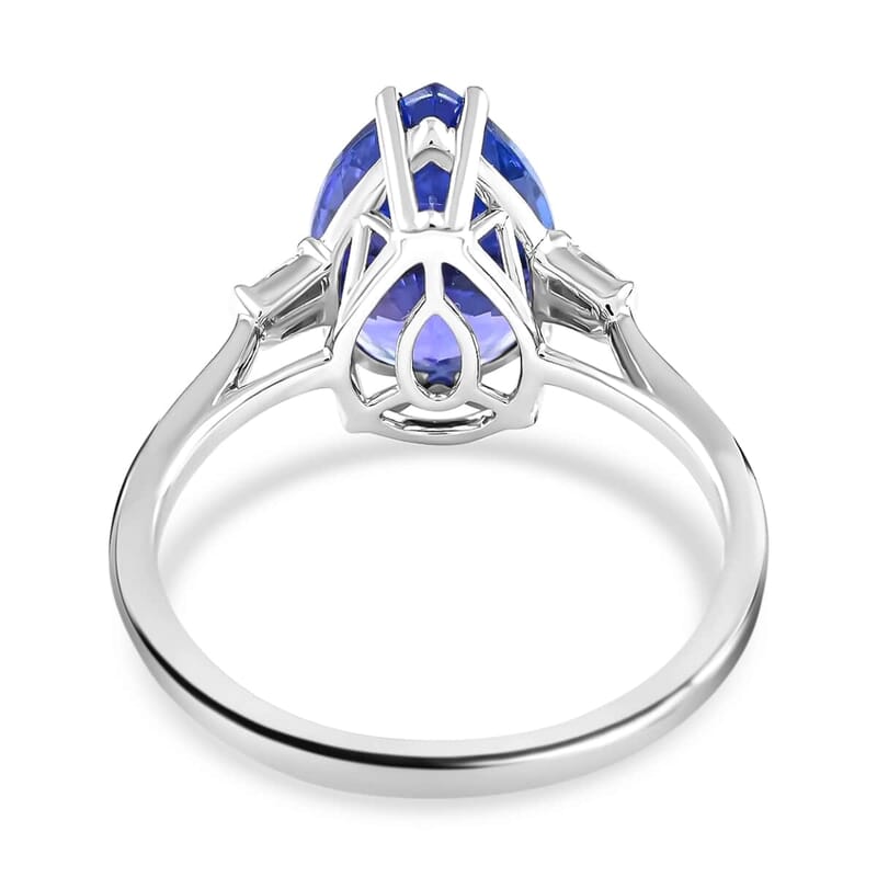 Certified and Appraised Rhapsody 950 Platinum AAAA Tanzanite and E-F VS Diamond Ring (Size 7.0) 5 Grams 5.30 ctw