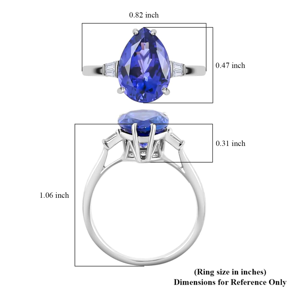 Certified Rhapsody 950 Platinum AAAA Tanzanite and E-F VS Diamond Ring (Size 7.0) 5 Grams 5.30 ctw image number 5