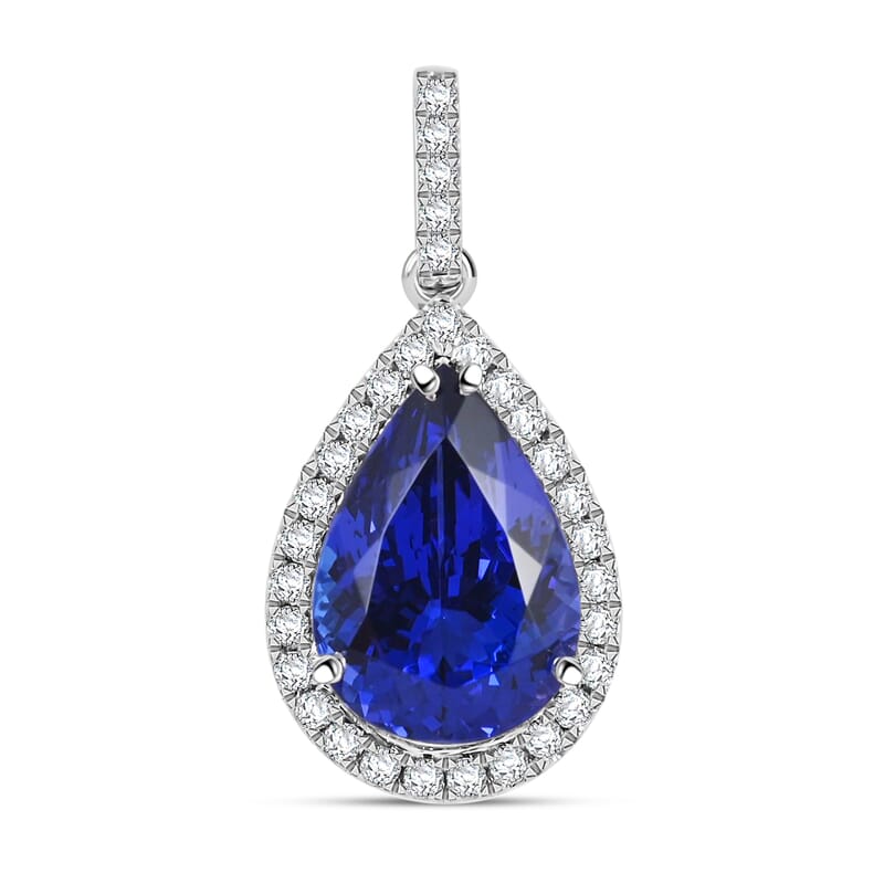 Certified and Appraised Rhapsody 950 Platinum AAAA Tanzanite and E-F VS Diamond Pendant 4.14 Grams 5.75 ctw