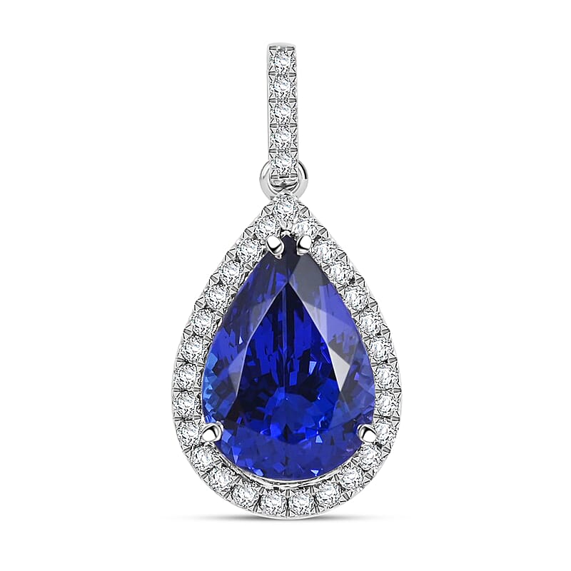 Certified Rhapsody 950 Platinum AAAA Tanzanite and E-F VS Diamond Pendant 4.14 Grams 5.75 ctw