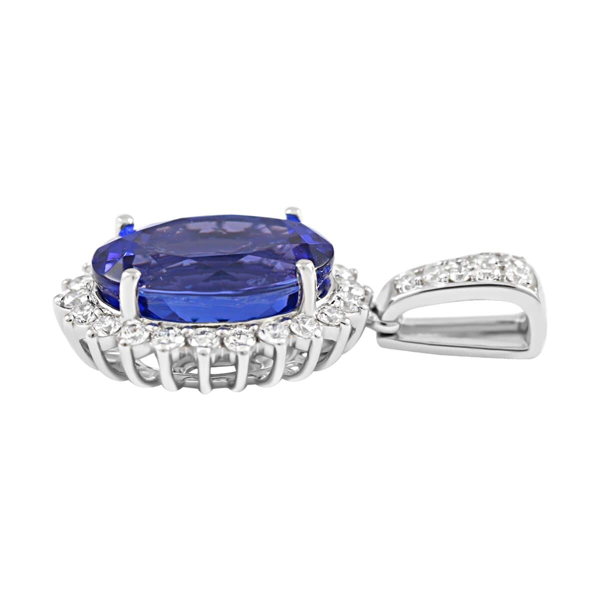 Certified Rhapsody 950 Platinum AAAA Tanzanite and E-F VS Diamond Pendant 5.50 ctw image number 2