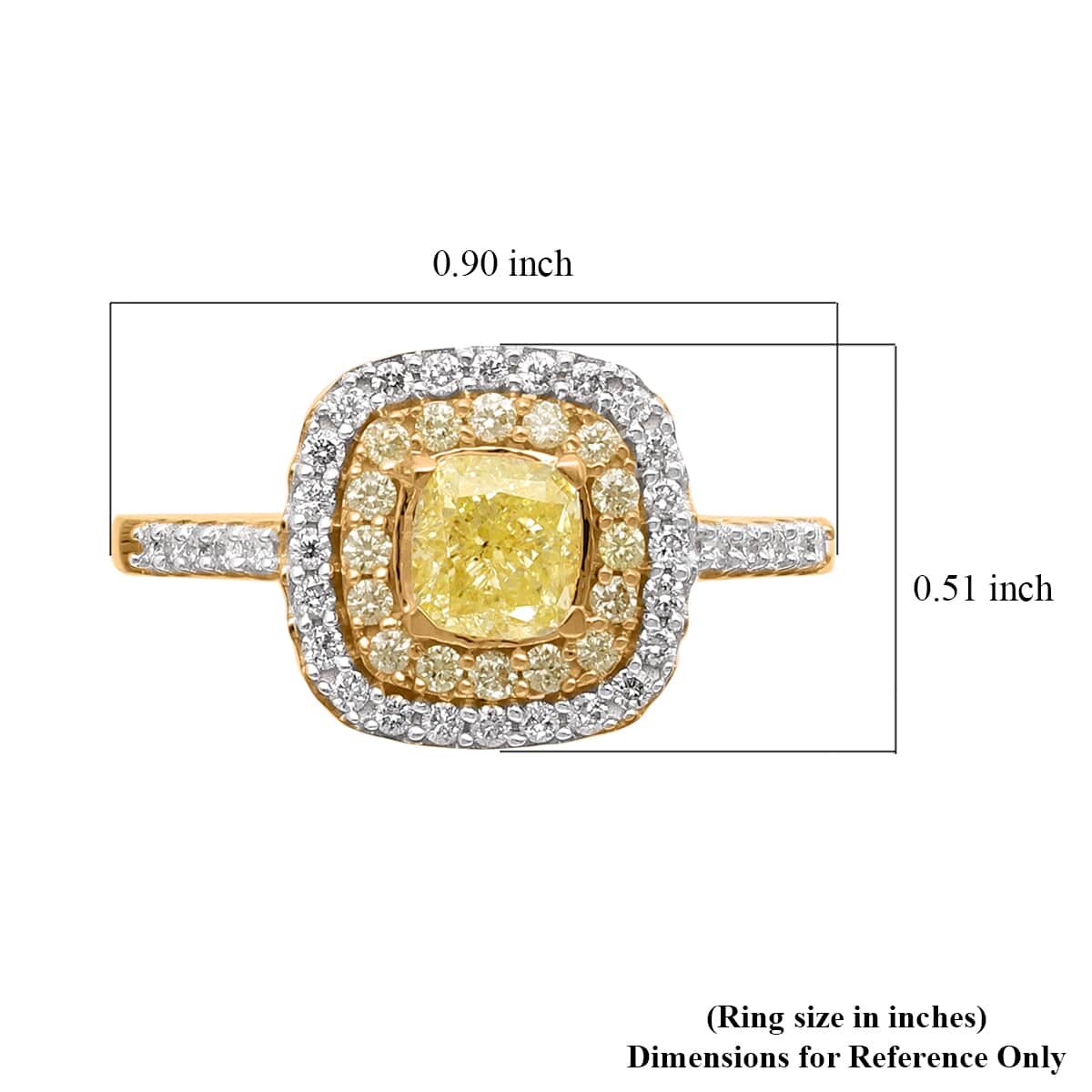 SGL Certified Luxoro 14K Yellow Gold Natural Yellow and White Diamond I1 Double Halo Ring (Size 8.0) 1.50 ctw image number 5