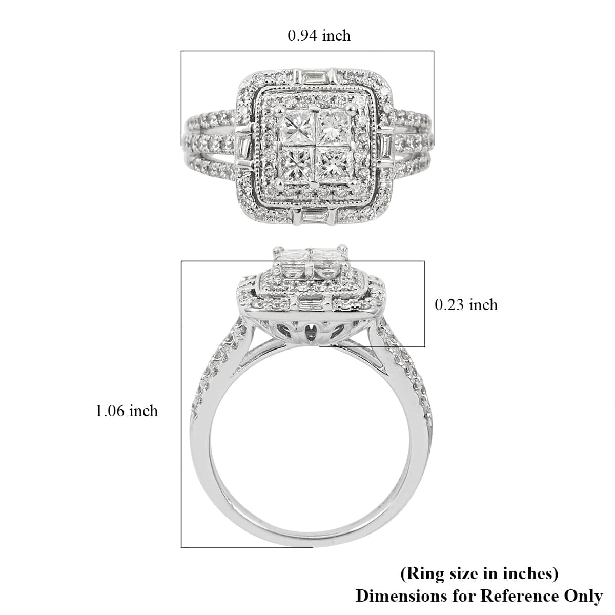 NY Closeout 14K White Gold I I2 Diamond Halo Ring (Size 7.0) 6.50 Grams 1.25 ctw image number 5