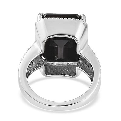 Thai Black Spinel Solitaire Ring in Stainless Steel (Size 10.0) 13.50 ctw
