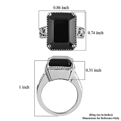 Thai Black Spinel Solitaire Ring in Stainless Steel (Size 10.0) 13.50 ctw