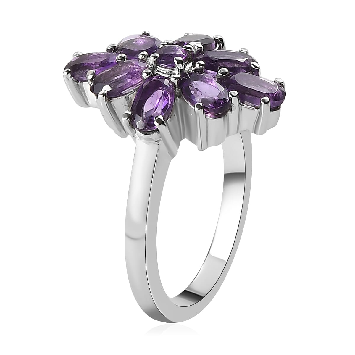 Amethyst Elongated Ring in Stainless Steel 1.85 ctw image number 3