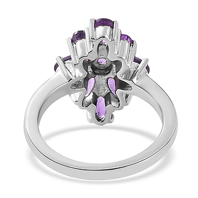 Amethyst Elongated Ring in Stainless Steel (Size 10.0) 1.85 ctw