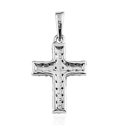 Karis Thai Black Spinel Cross Pendant without Chain in Platinum Bond 0.30 ctw