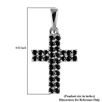 Karis Thai Black Spinel Cross Pendant without Chain in Platinum Bond 0.30 ctw