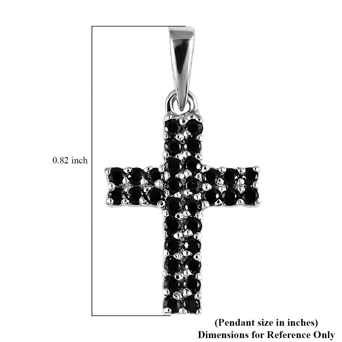 Karis Thai Black Spinel Cross Pendant in Platinum Bond 0.30 ctw image number 5