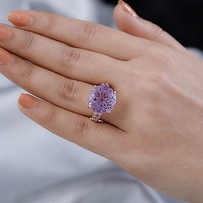 Rose De France Amethyst and Pink Sapphire 8.59 ctw Ring in 18K Vermeil Rose Gold Over Sterling Silver (Size 10.0)