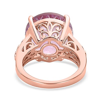 Rose De France Amethyst and Pink Sapphire 8.59 ctw Ring in 18K Vermeil Rose Gold Over Sterling Silver (Size 10.0)