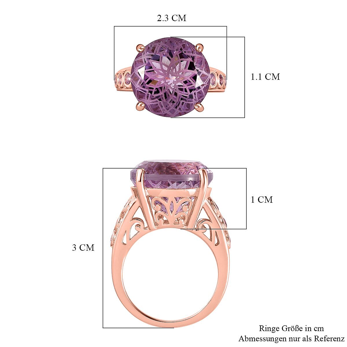 Rose De France Amethyst and Pink Sapphire 8.59 ctw Ring in 18K Vermeil Rose Gold Over Sterling Silver (Size 10.0)