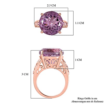 Rose De France Amethyst and Pink Sapphire 8.59 ctw Ring in 18K Vermeil Rose Gold Over Sterling Silver (Size 10.0)