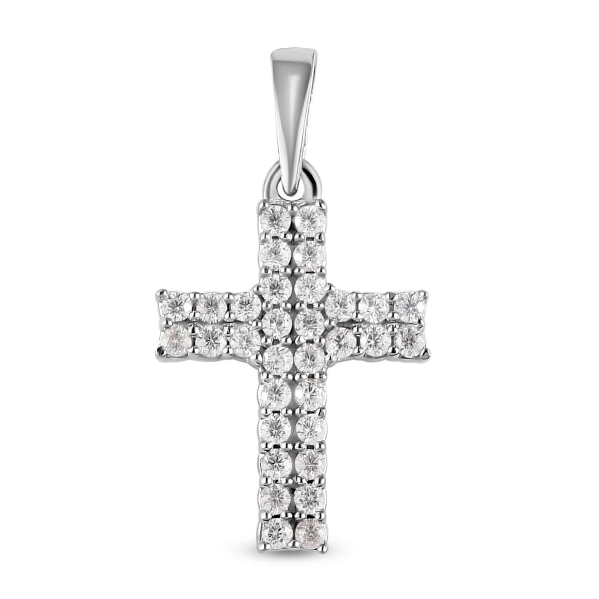 Karis White Zircon Cross Pendant in Platinum Bond 0.40 ctw image number 0