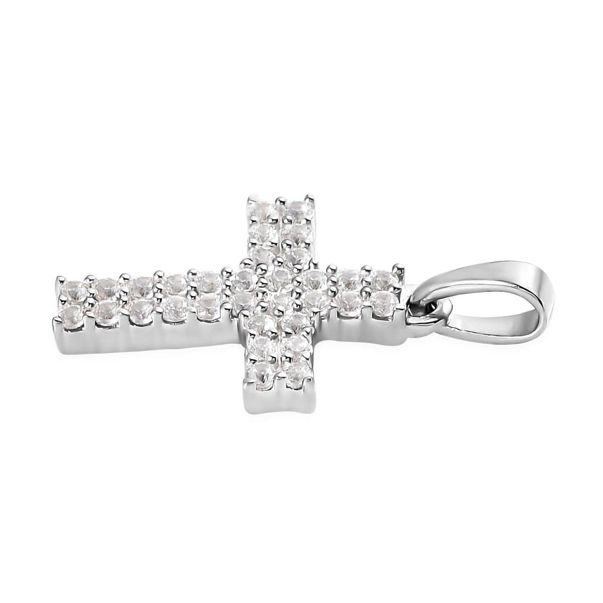 Karis White Zircon Cross Pendant in Platinum Bond 0.40 ctw image number 3